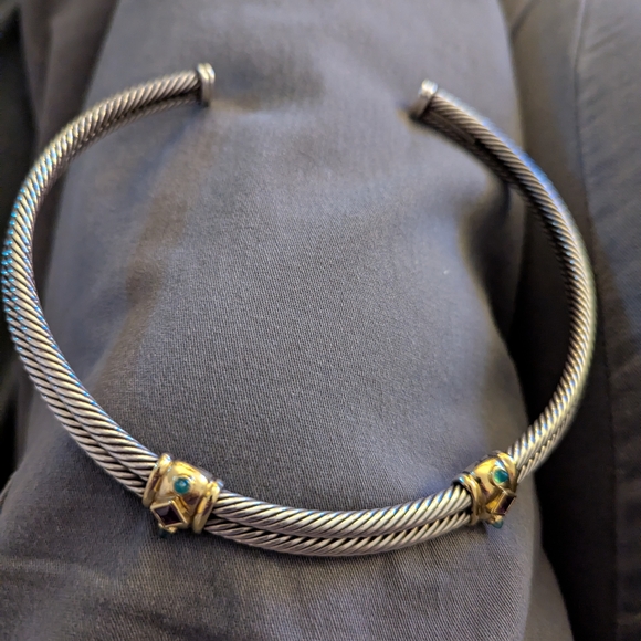 David Yurman Elegant Silver and Gold Choker Necklace